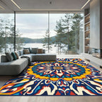 Vibrant Retro Psychedelic Mandala Rug