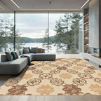 Brown Floral Medallion Arrangement Rug