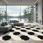 Diagonal Black And Cream Spot Rug