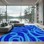 Deep Blue Flowing Swirls Rug