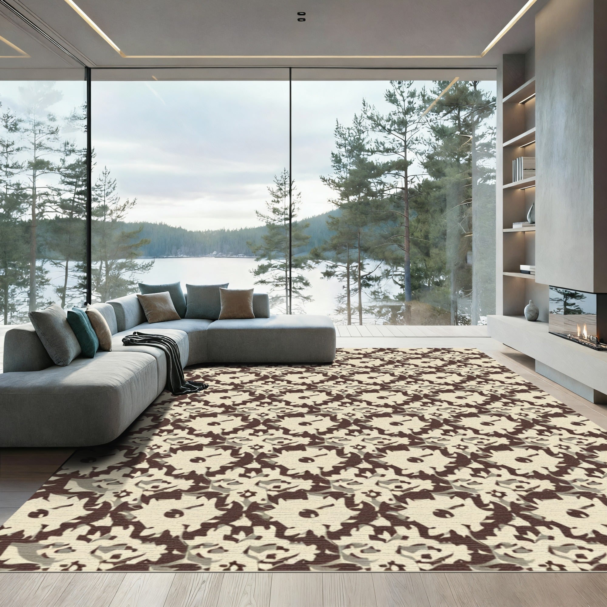 Earthy Bloom Overlapping Abstract Rug