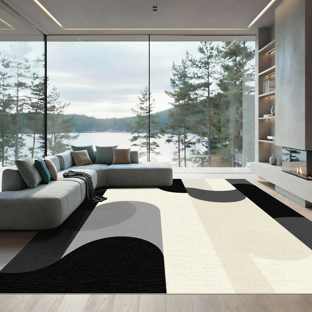Monochrome Geometric Arc Arch Rug