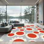 Red and Cream Floral Burst Rug