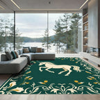 Cream Unicorn Green Floral Border Rug