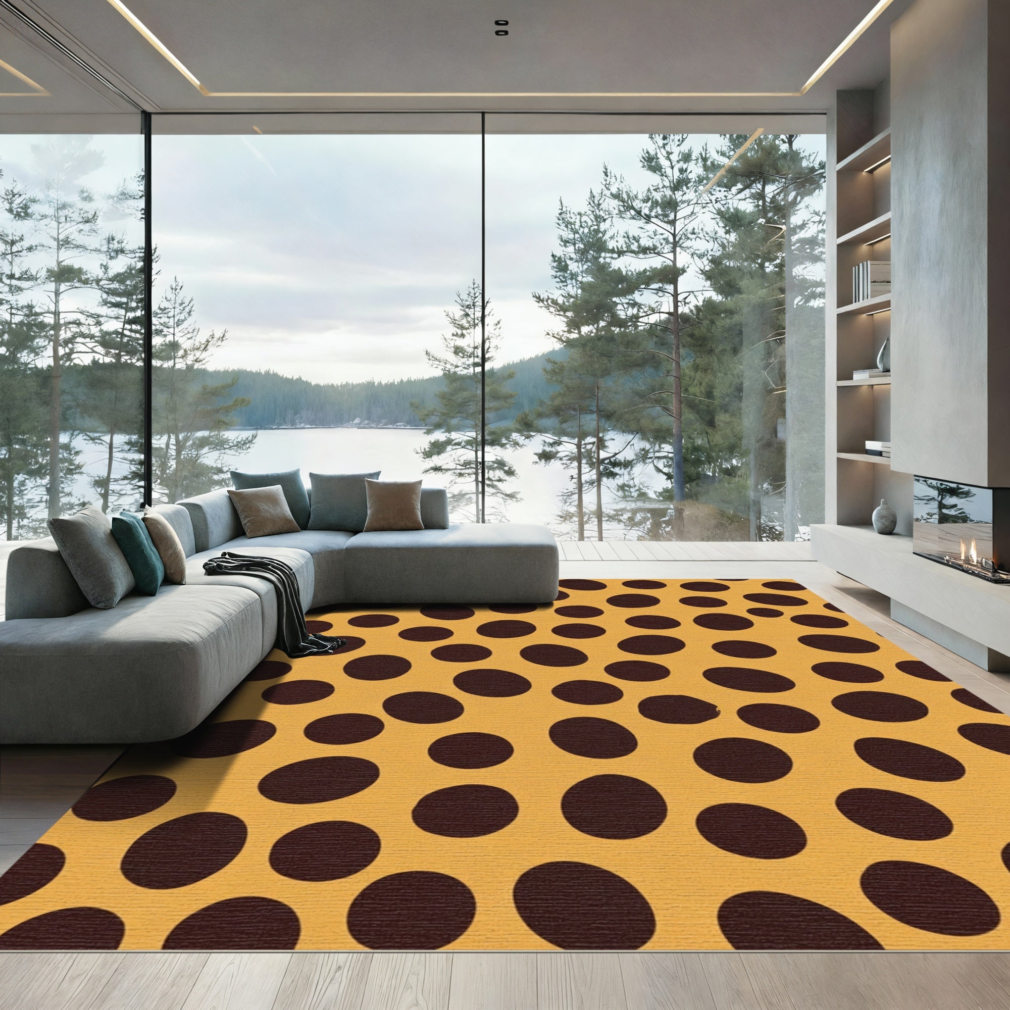 Amber Brown Spotty Spheres Rug