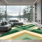 Emerald Chevron Stripe Geometric Rug