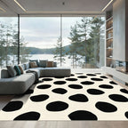 Black And Cream Polka Dot Ovals Rug