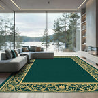 Gold Art Nouveau Leaf Frame Border Rug