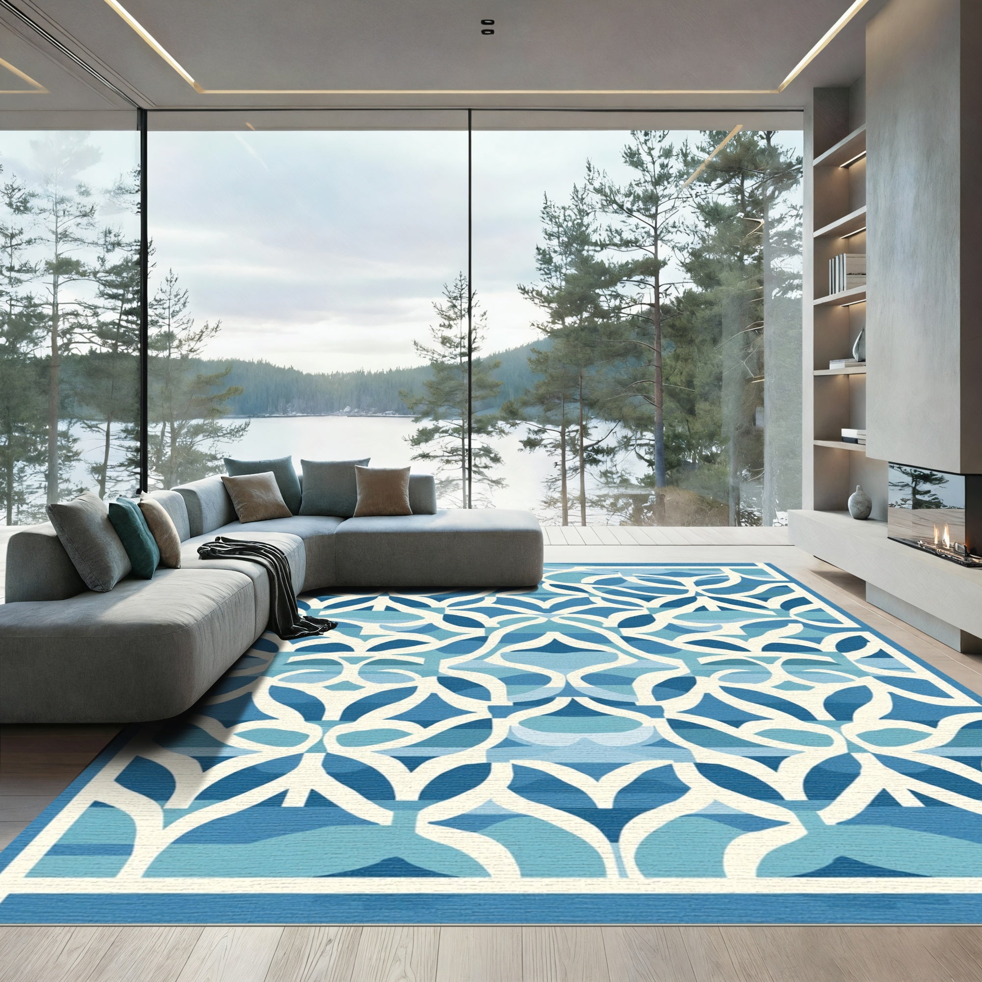 Oceanic Ivory Geometric Arch Rug