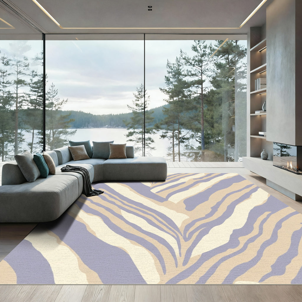 Soft Lavender Cream Animal Print Rug