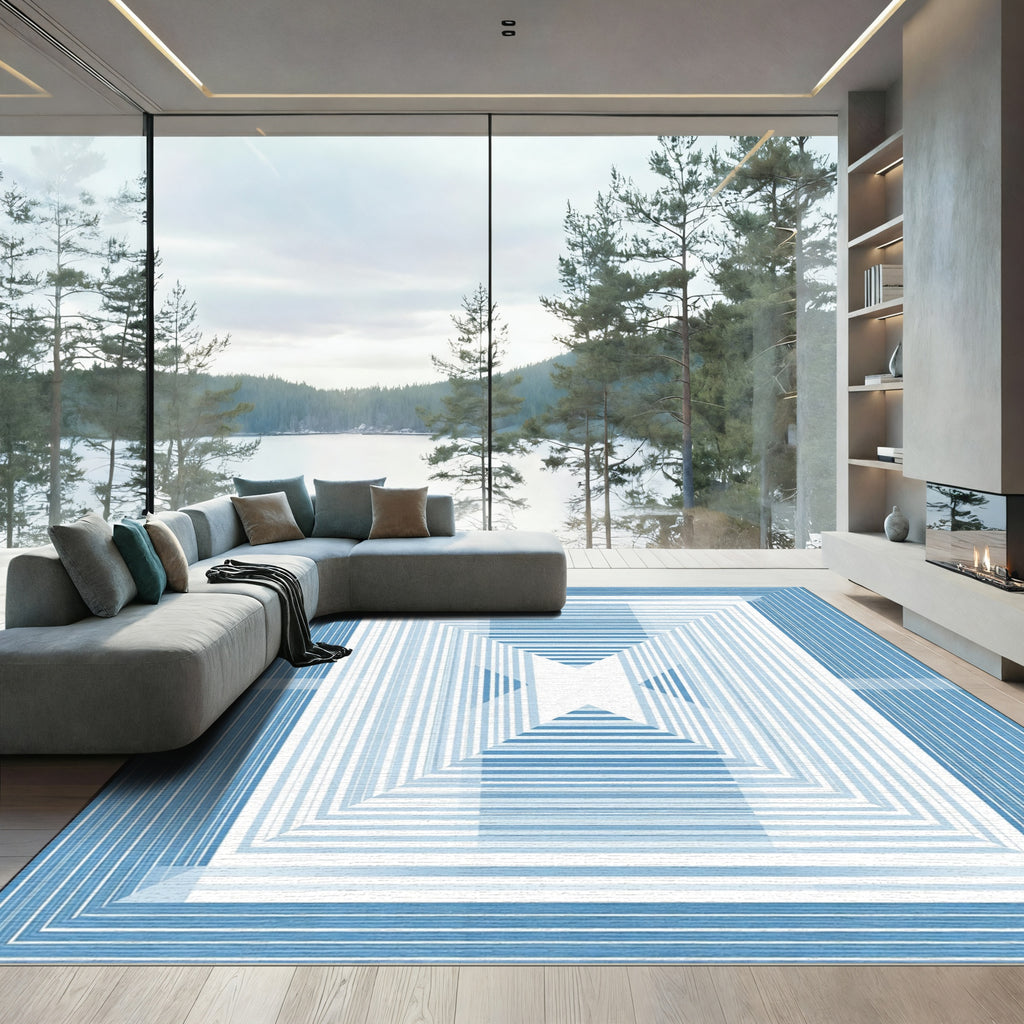 Cool Blue Gradient Square Tunnel Rug