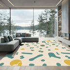 Teal Mustard Organic Abstract Shapes Rug