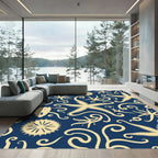 Navy Cream Starfish Swirl Arrangement Rug