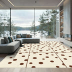Cream Brown Polka Dot Grid Rug