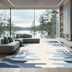 Cool Blue Abstract Landscape Rug
