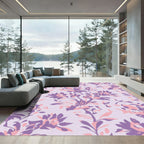 Lavender Coral Floral Arrangement Rug