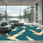 Teal Cream Seagull Flock Flying Rug