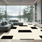 Black White Grid Rectangles Rug