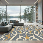 Gray Ochre Curvilinear Organic Symmetry Rug