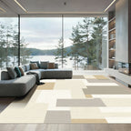 Geometric Blocks Neutral Earth Tones Rug