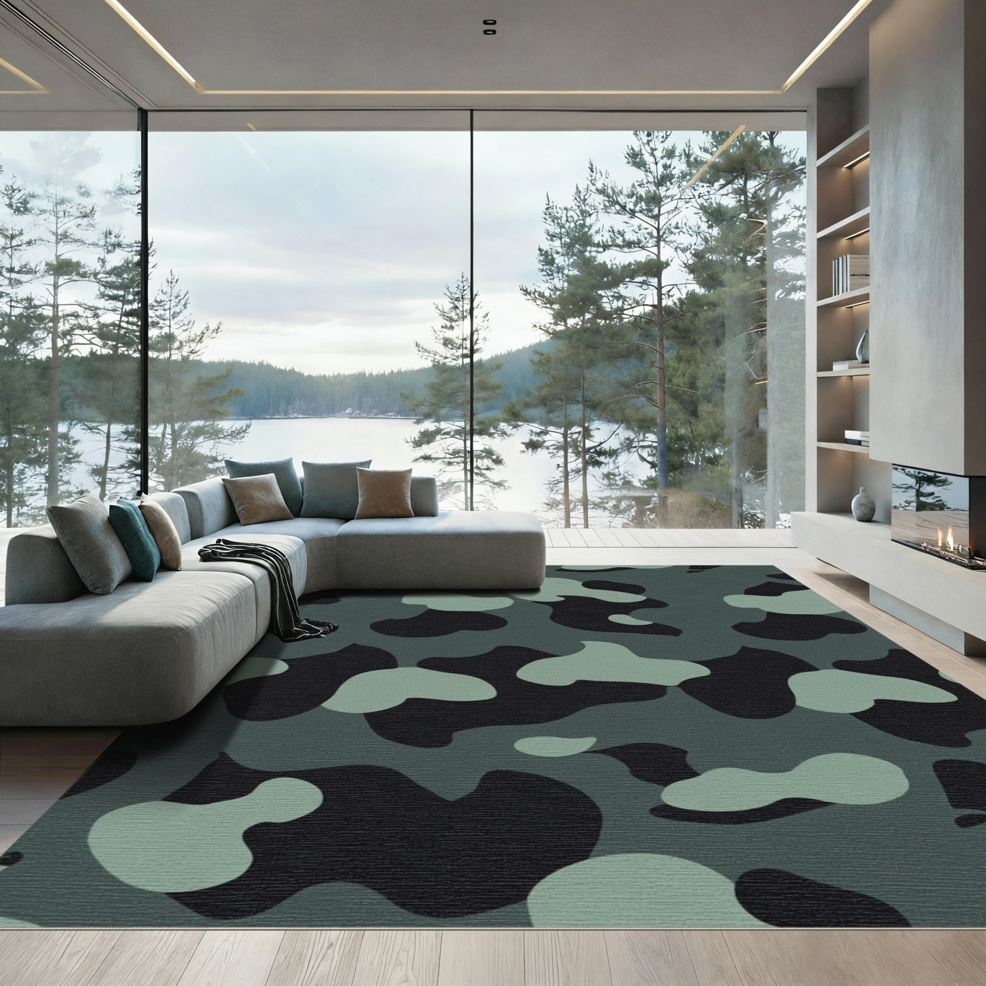 Urban Camouflage Blotches Rug