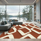 Terracotta Cream Abstract Diamond Repeat Rug