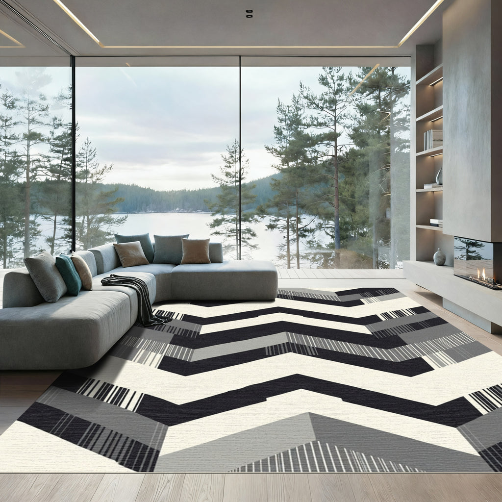 Monochromatic Chevron Geometric Stair Rug