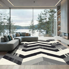 Monochromatic Chevron Geometric Stair Rug