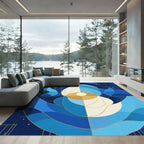 Deep Blue Geometric Eye Vision Rug