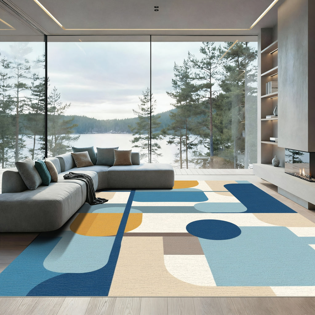 Modern Abstract Geometric Shapes Rug