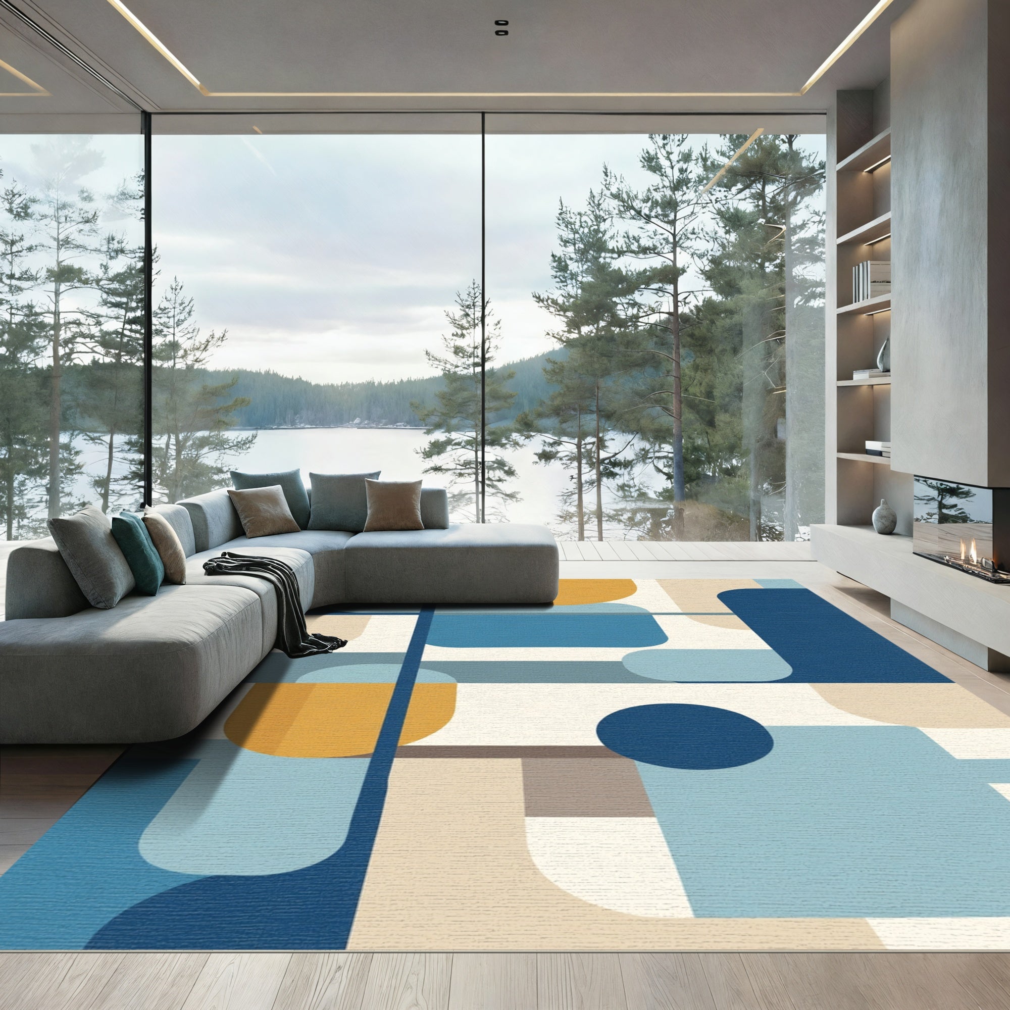 Modern Abstract Geometric Shapes Rug