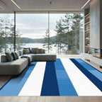 Deep Blues White Vertical Stripe Rug