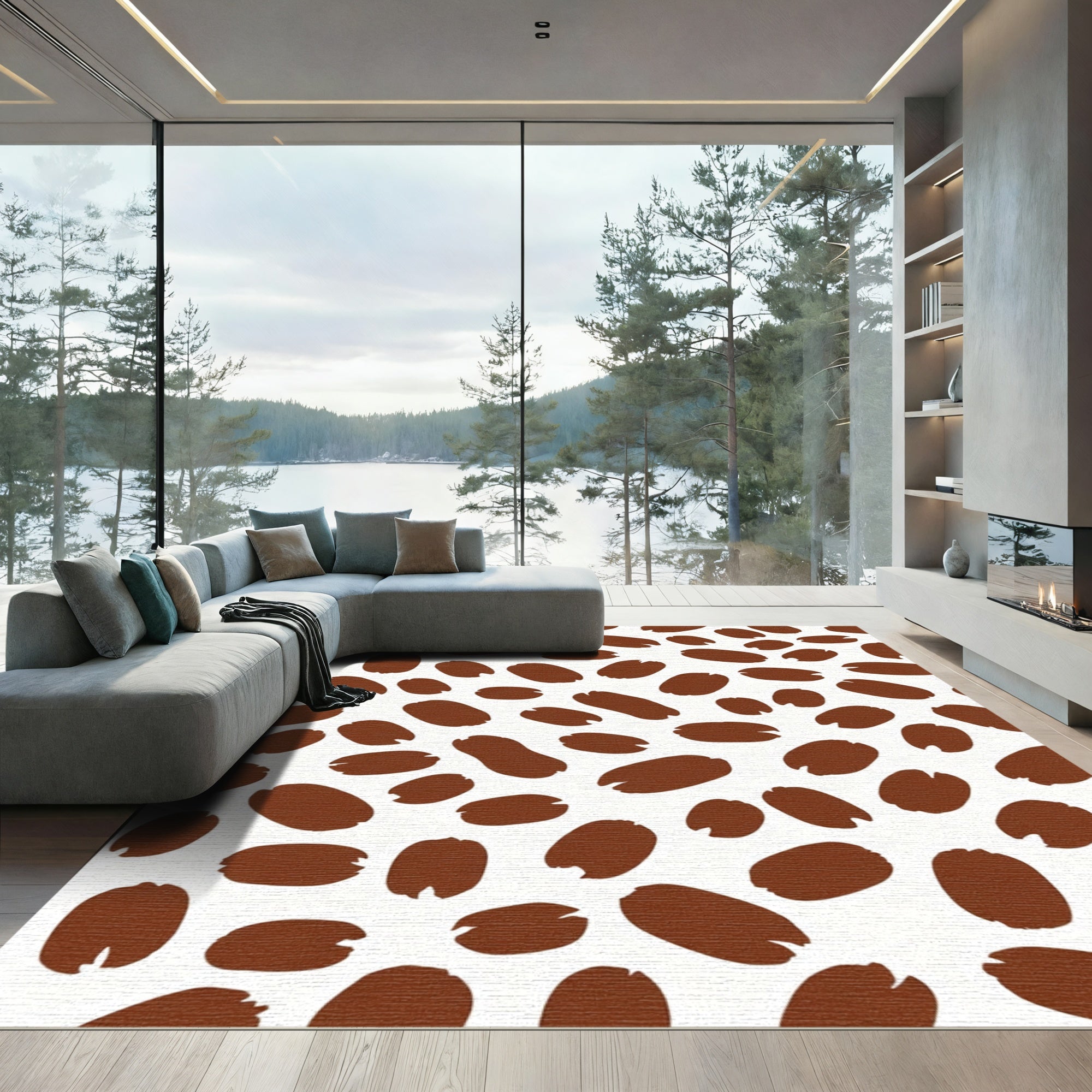 Brown Speckled Spot Pattern Rug