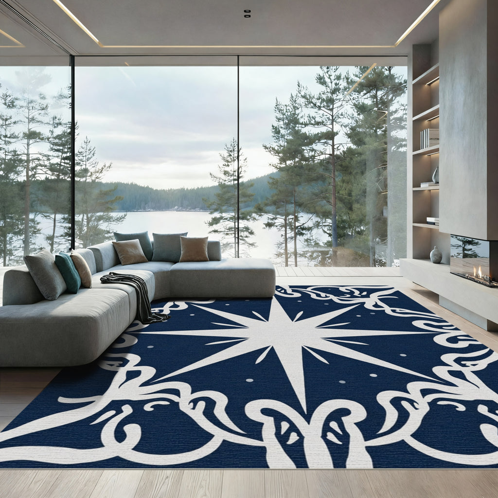 Deep Navy Celestial Starburst Rug