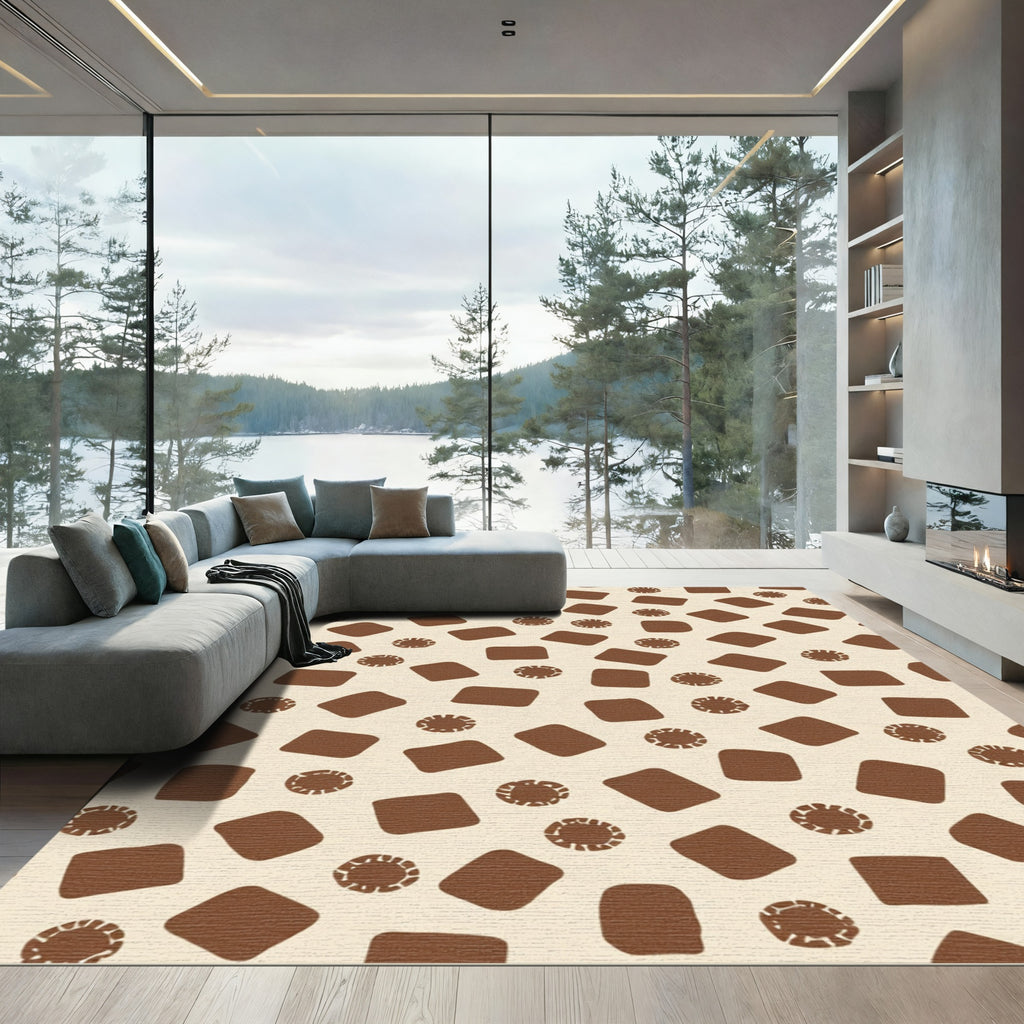 Chocolate Square Circle Scatter Rug