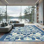Abstract Blue Geometric Lattice Rug