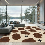 Brown Tan Abstract Spots Stars Rug