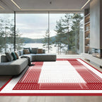Red White Gradient Dot Border Rug