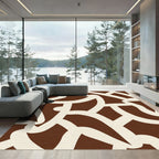 Brown Cream Intertwined Abstract Shapes Rug