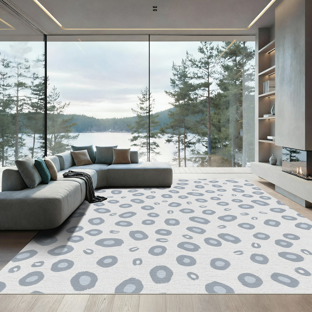 Soft Gray Spotty Spots Rug