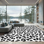 Black White Scattered Organic Shapes Rug