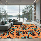 Muted Orange Abstract Tribal Medallion Rug