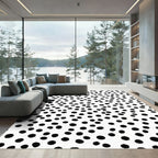 Black White Scattered Polka Dot Rug