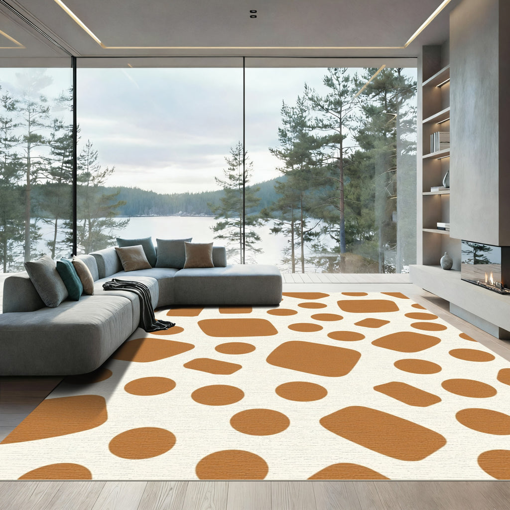 Earthy Orange Abstract Spots Rug