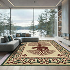 Earthy Tree Bear Root Border Rug
