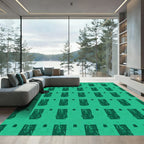 Deep Teal Abstract Rectangular Form Rug