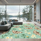 Light Blue Butterfly Garden Meadow Rug