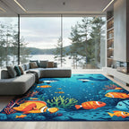 Friendly Sharks And Coral Reef Fish Rug