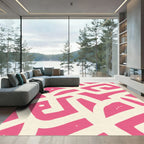 Pink Cream Abstract Labyrinth Rug