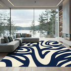 Deep Blue Ablaze Abstract Liquid Rug